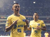 Álvaro Fidalgo festeja su anotación en el histórico 7-0 de América sobre Cruz Azul en la Jornada 10 de la Liga MX.