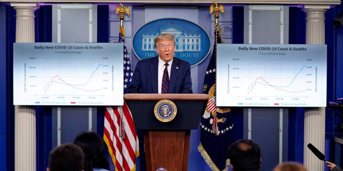 El mandatario estadounidense, en el reinicio de las sesiones informativas en la Casa Blanca, ayer.