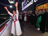 EVELYN PARRA durante el festejo del 15 de septiembre de 2025.