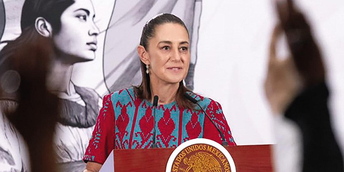 La Jefa del Ejecutivo, Claudia Sheinbaum, en conferencia, ayer.