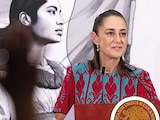 La Jefa del Ejecutivo, Claudia Sheinbaum, en conferencia, ayer.