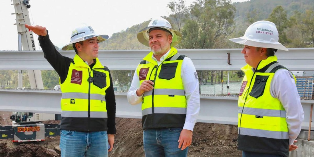 Alfredo Ramírez Bedolla supervisa obras del Segundo Anillo Periférico en Morelia.