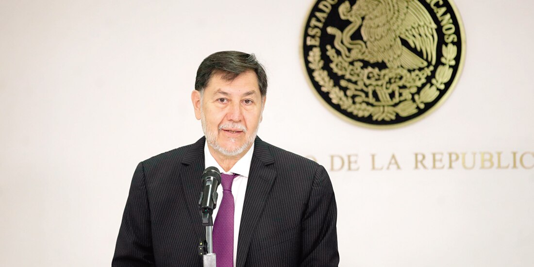 El presidente del Senado, Gerardo Fernández Noroña, ayer, en conferencia de prensa.