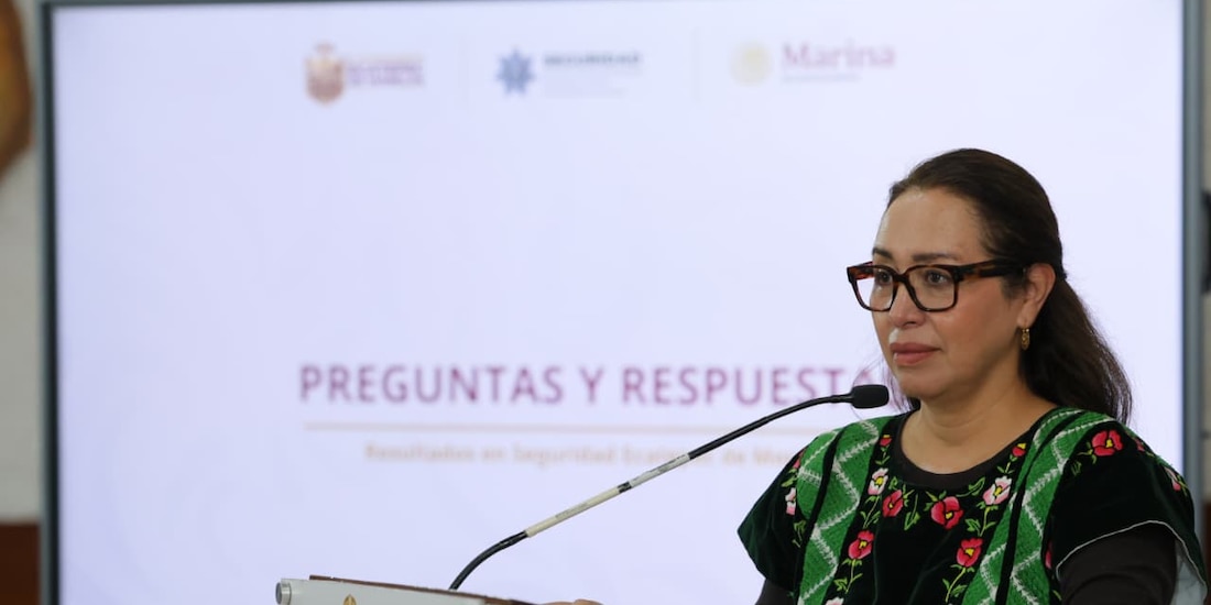 La Alcaldesa de Ecatepec en conferencia de prensa.