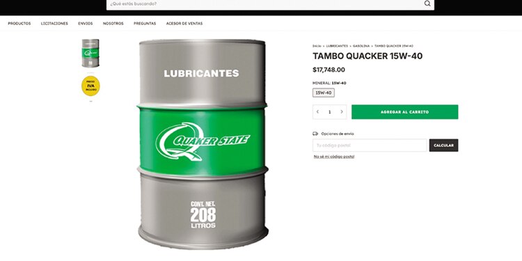 POR FUERA, ese lubricante cuesta menos de $18 mil.