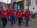 La candidata de Morena y PT durante un acto de campaña, ayer.