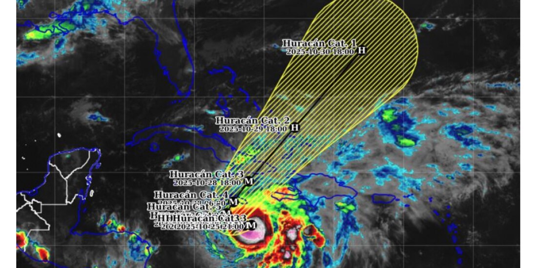 Trayectoria del huracán "Melissa" según los pronósticos del Meteorológico Nacional.