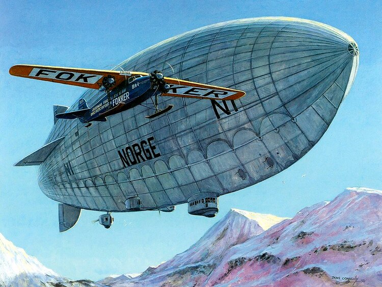Una recreación del dirigible Norge.