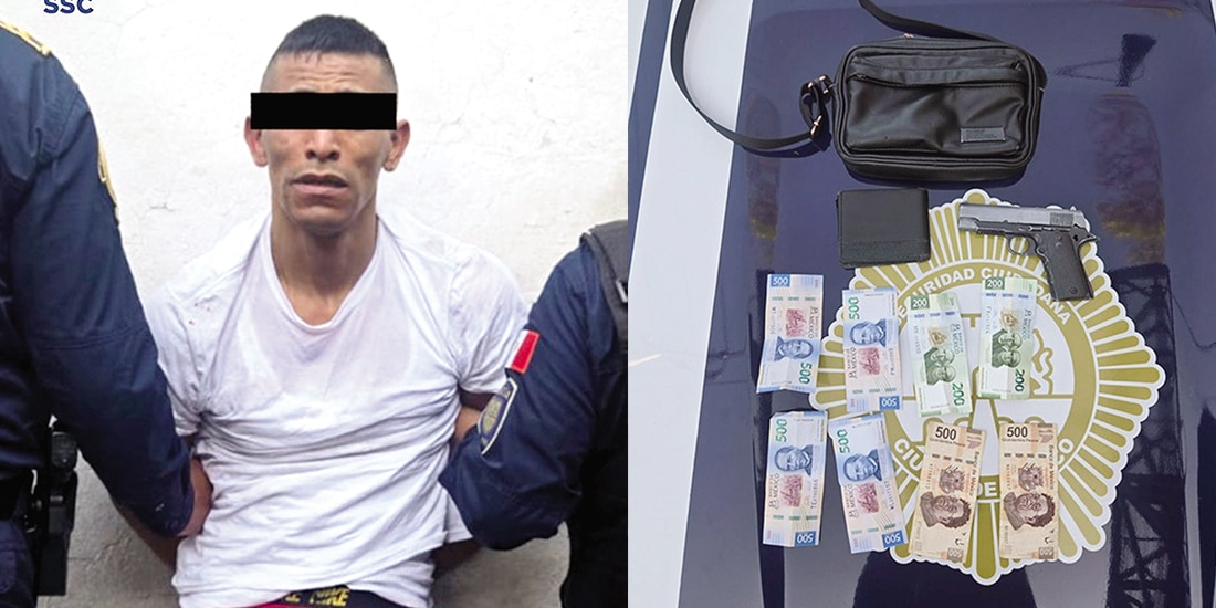 El presunto ladrón, luego de ser detenido, ayer, por policías.