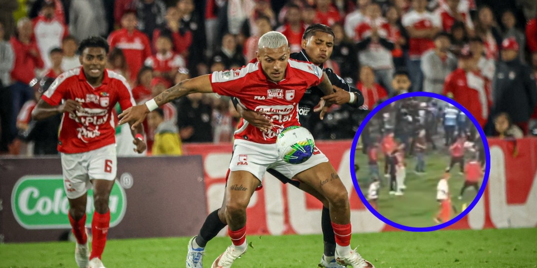 Una pelea campal entre seguidores de Independiente Santa Fe y América de Cali detuvo el juego de la Liga Dimayor de Colombia.