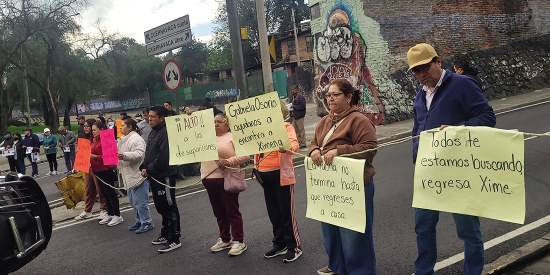 Protesta para exigir a Tlalpan apoyo en la búsqueda, en 2025.