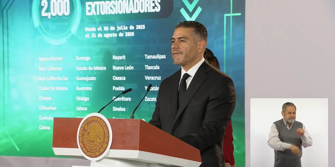 El Secretario de Seguridad y Protección Ciudadana federal en la Mañanera de Claudia Sheinbaum.