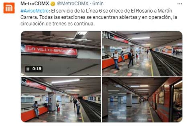 El mensaje del Metro en Redes sociales