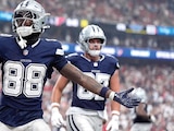 CeeDee Lamb, receptor de los Cowboys de Dallas, celebra su touchdown, ayer.