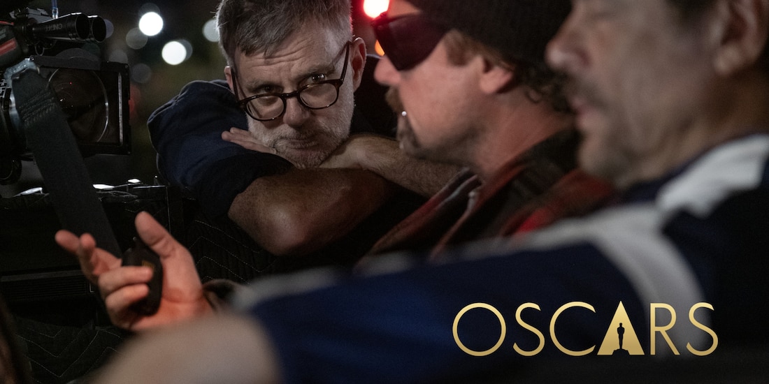 Leonardo DiCaprio, Paul Thomas Anderson, y Benicio Del Toro en Una batalla tras otra