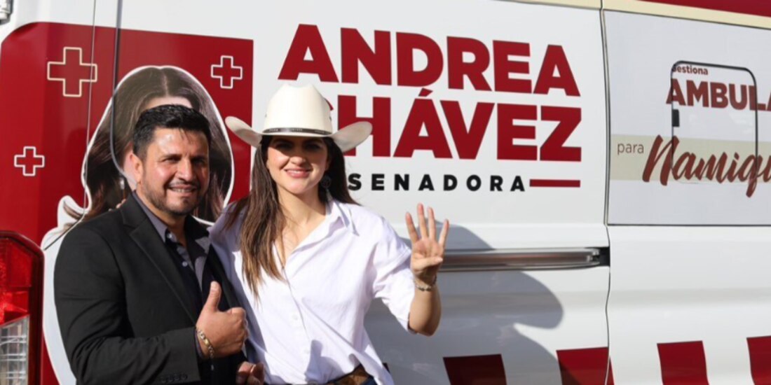 La senadora Andrea Chávez en Namiquipa, Chihuahua, el 9 de febrero.