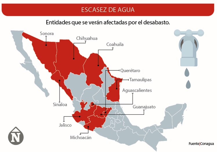 Entidades que se verán afectadas por el desabasto.