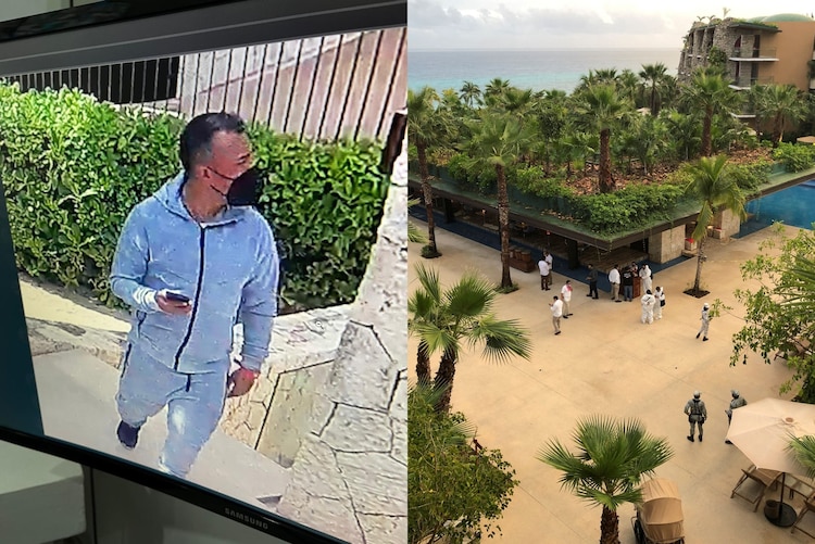 Imagen del atacante, momentos antes de la balacera, difundida por las autoridades. Elementos de la Guardia Nacional y peritos de la Fiscalía estatal laboran en el lugar de la agresión.