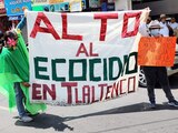 Protesta de ejidatarios contra el hurto de sus tierras.