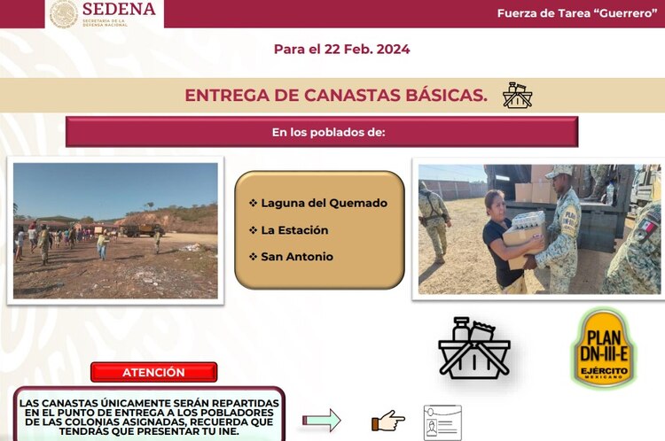 Entrega de canastas básicas en Acapulco.