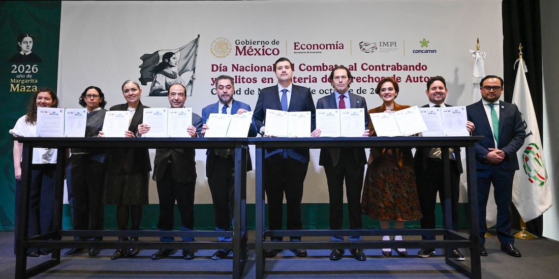 IMPI y plataformas digitales firmaron una declaración de principios en el marco del Día Nacional de Combate al Contrabando y Delitos en Materia de Derechos de Autor, el 21 de octubre de 2026.