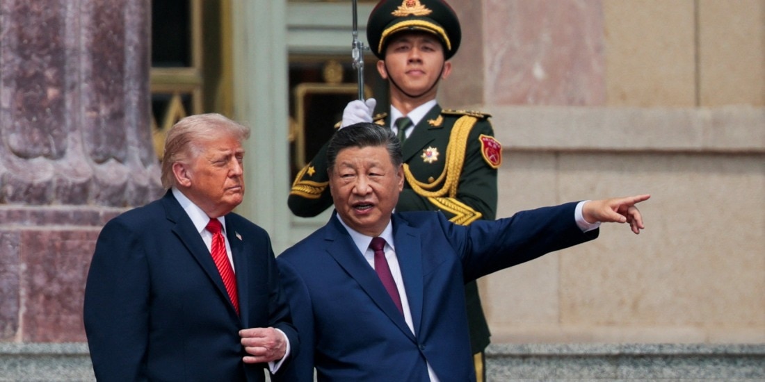 Donald Trump se reúne con Xi Jinping en el Gran Salón del Pueblo de China.