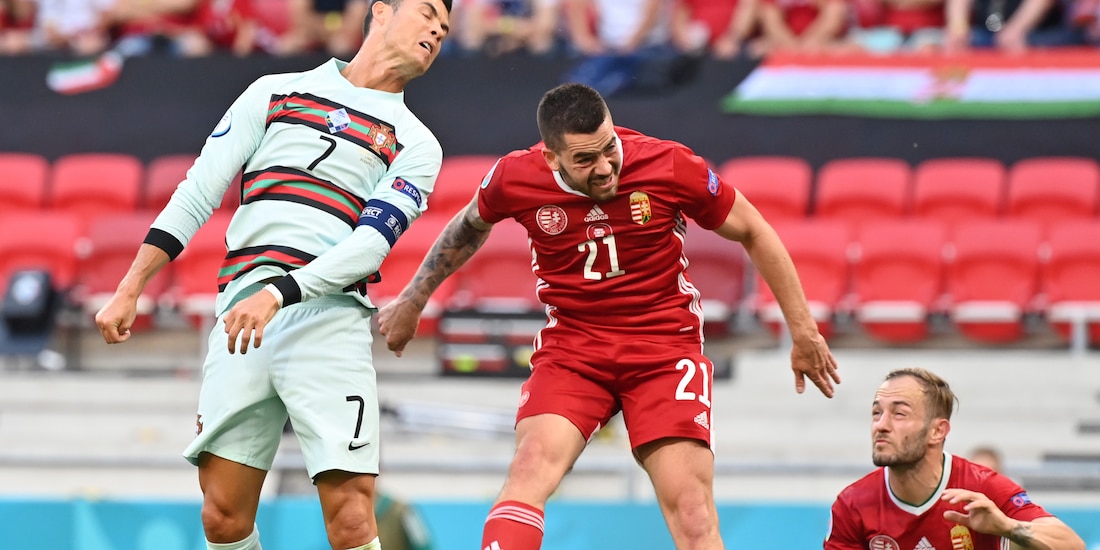 Una acción del duelo entre Portugal y Hungría de la Eurocopa 2021