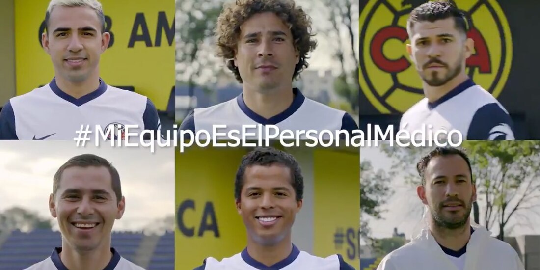 Los jugadores de las Águilas y el entrenador, Miguel Herrera manifestaron su agradecimiento al personal de salud.