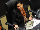 Ana Lilia Rivera, presidenta de la Mesa Directiva del Senado, durante la sesión de este miércoles en la Cámara Alta el 22 de noviembre de 2023.