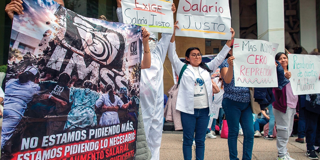 Protesta de personal del instituto, el pasado sábado.
