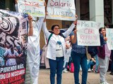 Protesta de personal del instituto, el pasado sábado.