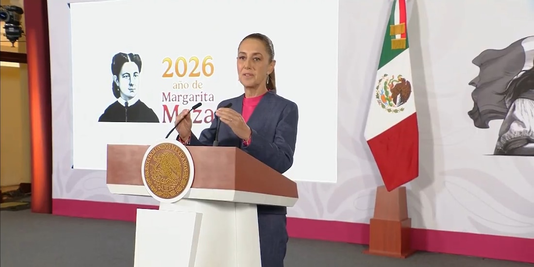 Claudia Sheinbau, Presidenta de México, este lunes en Palacio Nacional.