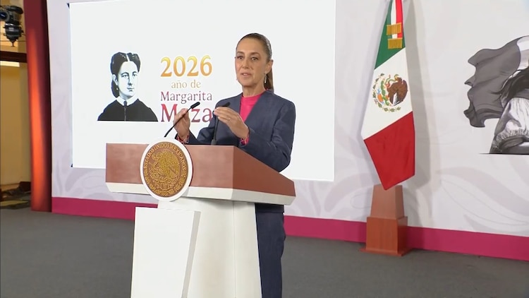 Claudia Sheinbau, Presidenta de México, este lunes en Palacio Nacional.