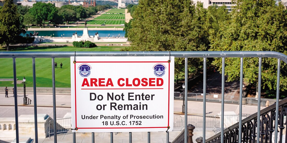 El jardín oeste del Capitolio y el National Mall, en el primer día del cierre gubernamental, ayer.