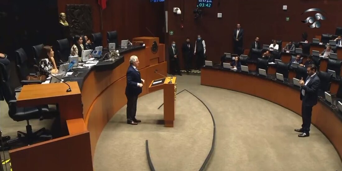 El presidente de la Cámara de Diputados desde la tribuna del Senado, ayer.