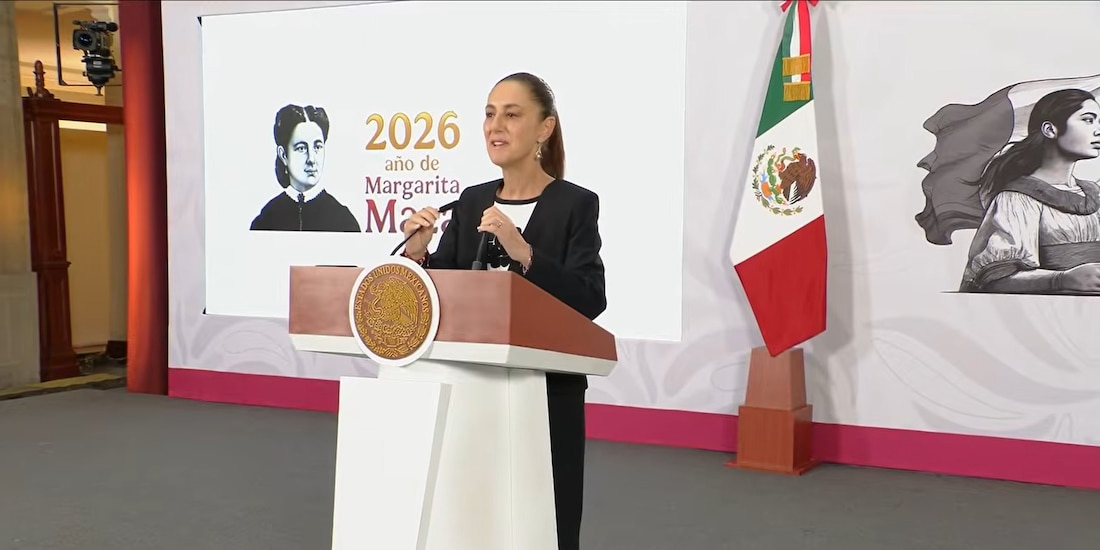 Claudia Sheinbaum este viernes en Palacio Nacional.