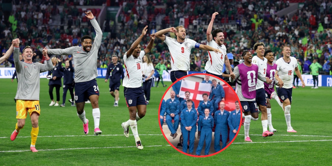 Inglaterra tras su victoria en el Estadio Azteca.