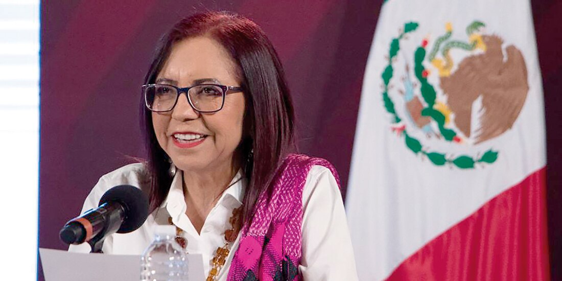 Leticia Ramírez Anaya, titular de la SEP, ayer, en conferencia de prensa en Palacio Nacional.