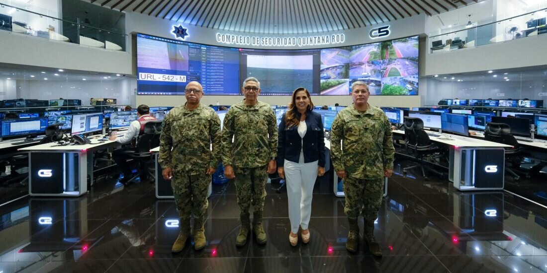 Mara Lezama y secretario de Marina revisan acciones de seguridad en Quintana Roo.