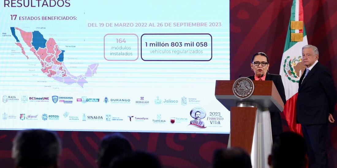 La secretaria de Seguridad federal, Rosa Icela Rodríguez, este miércoles en Palacio Nacional.