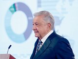 El presidente López Obrador, ayer, en su conferencia de prensa matutina.