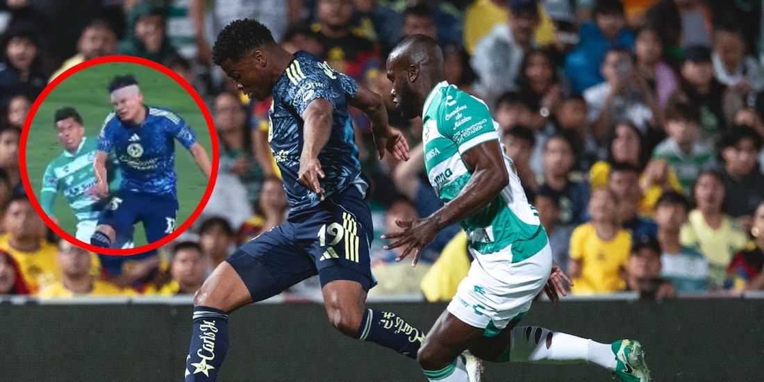 Un fuerte choque de cabezas entre Aldo López y Miguel Vázquez encendió las alarmas en el Santos vs América.