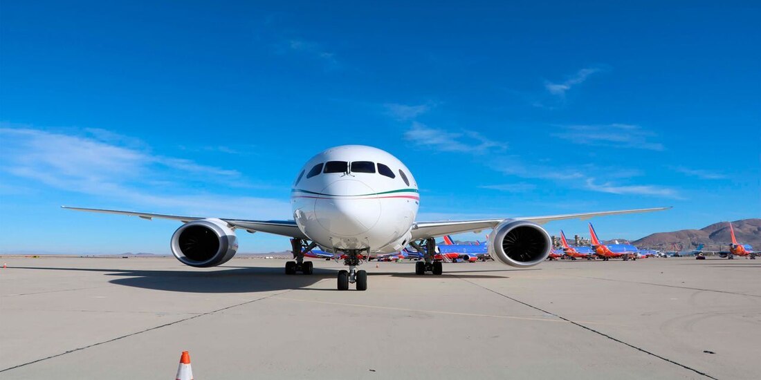 Avión presidencial “José María Morelos”, el 7 de febrero de 2020.