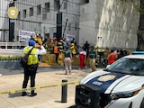 Elementos de la SSC colaboran en desalojos y cierres viales, por Simulacro.