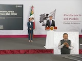 El Canciller mexicano en Palacio Nacional este martes.