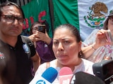 LA SECRETARIA general de la sección XXII de la CNTE, ayer, al salir de Gobernación