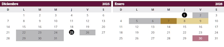 Vacaciones de invierno comienzan el 22 de diciembre de 2025 y terminan oficialmente el 6 de enero de 2026.
