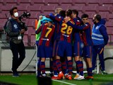 Futbolistas del Barcelona celebran un gol de esta temporada en LaLiga.