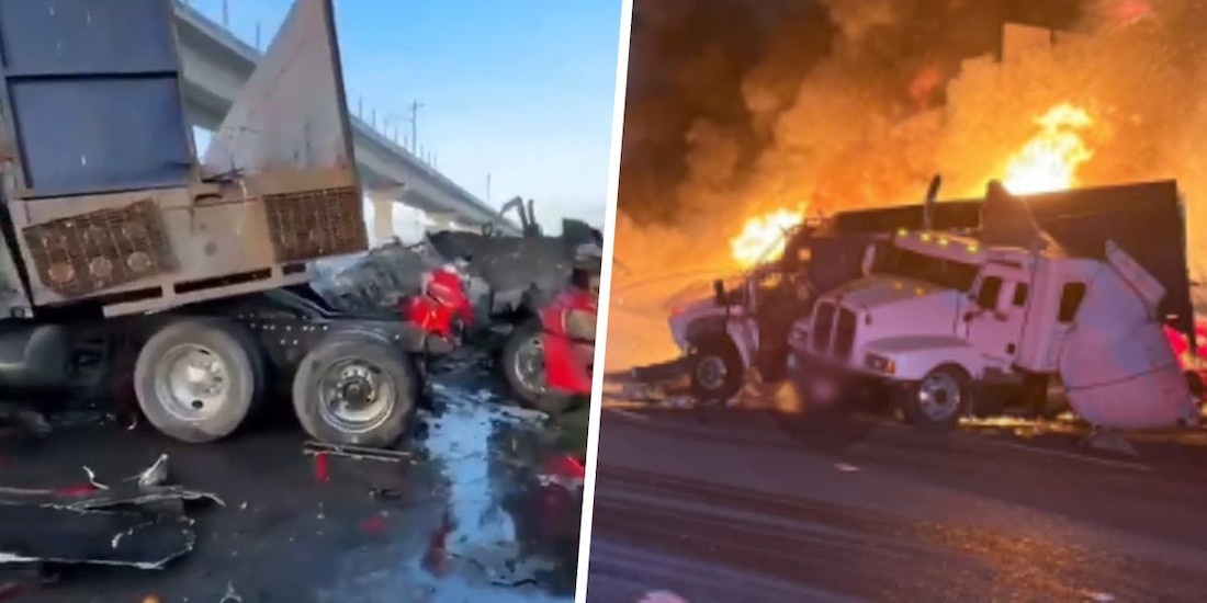 Tráiler choca contra camiones que participaban en paro nacional, en la México - Toluca.