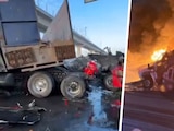 Tráiler choca contra camiones que participaban en paro nacional, en la México - Toluca.